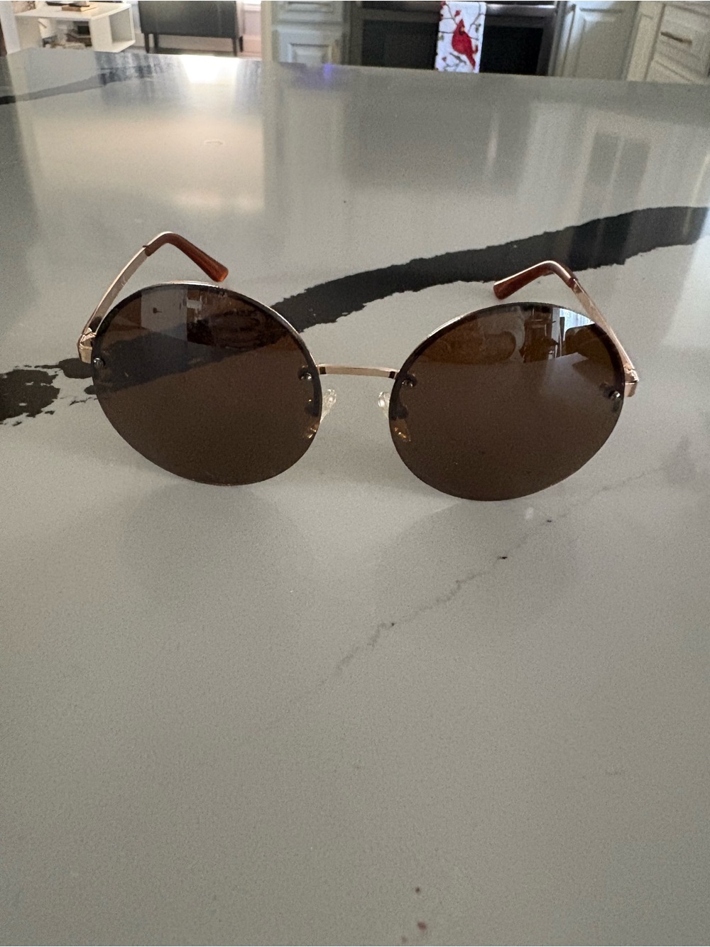 Round Brown Lens Women's Sunglasses